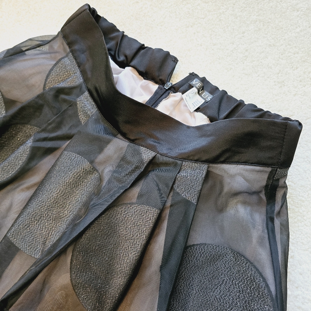 3/$50 Venus party formal skirt sheer and metallic black dots Prom